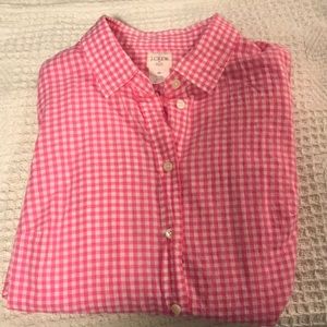 JCrew women’s perfect shirt gingham pink